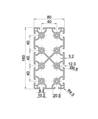 Standard GB5237-2008 80160 Matériau du cadre en aluminium T Slot Extrusion pour les produits