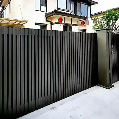 Système de clôture en aluminium Panneau décoratif de porte en noir avec service de coupe disponible
