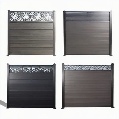 Garde extérieure de la vie privée en aluminium et panneau WPC clôture de porte de mur avec 0,30 mm d'épaisseur