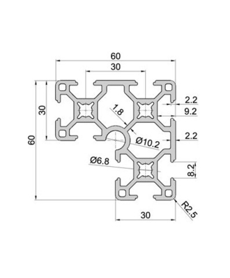 6063-T5 Profil Argent Anodisé Aluminium Extrusion T Fente avec traitement de décoiling
