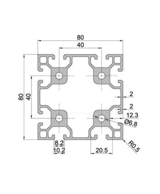 Profiles d'extrusion en aluminium 4080 de température T3-T8 personnalisables pour les besoins du client