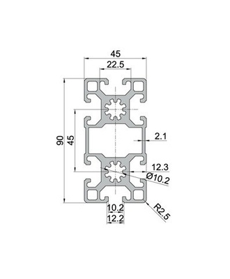 Profiles d'extrusion en aluminium 40*80 à température T3-T8 sur mesure avec finition anodisée argentée