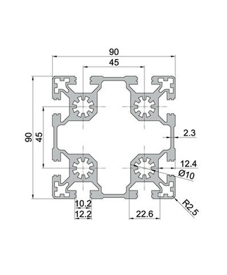 Service de soudage T Profiles d'extrusion d'aluminium anodisé en argent à fente pour taille personnalisée