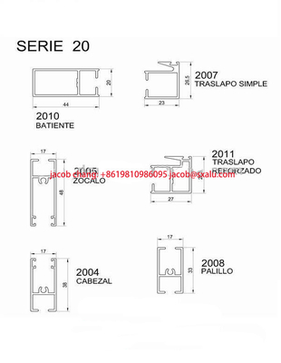 Profiles en aluminium pour fenêtre et porte ligne 20 25 en Bolivie 6000 série devanture