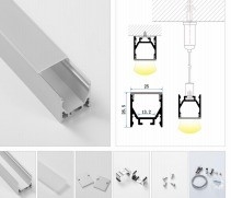 Super Slim 3 Meter LED Angel Aluminium Profile Channel pour l' éclairage en retrait en noir
