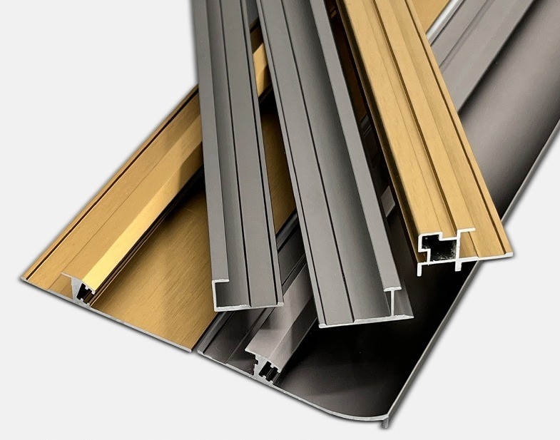 Profiles de décoration en aluminium doré et noir pour cadre de porte coulissante et armoire polyvalent
